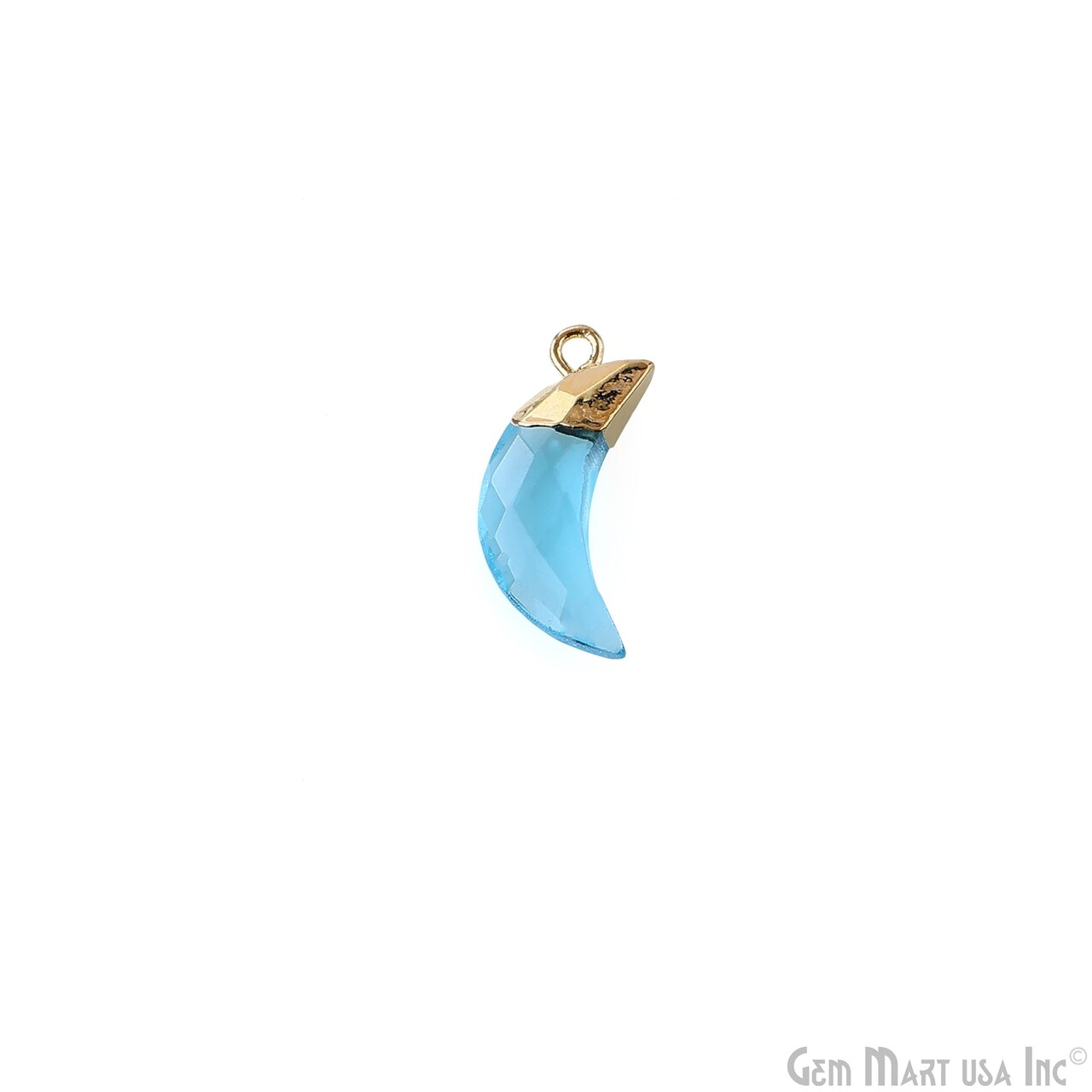 Moon Pendant Charm, Natural Faceted Gemstone, Gold Plated Moon Bracelet Charm, Necklace Pendant, 21x6mm, GemMartUSA (50789)